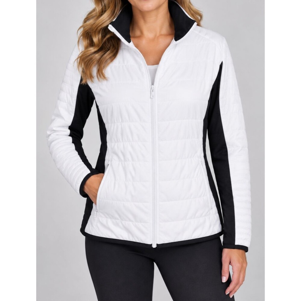 NWT GGblue Luxe Sport Quilted Jacket Women M White & Black Full Zip Lightweight